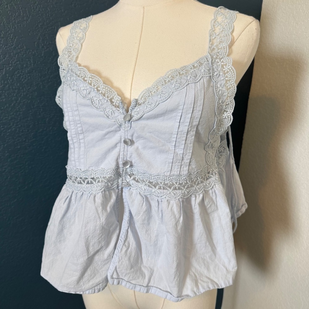 Cottagecore Fairycore Wild Fable Tie Side Tank Top Small Light Blue